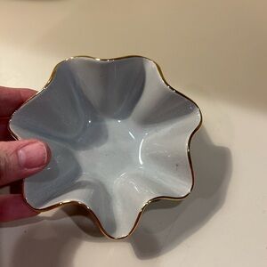 Grey Ceramic Bowl with Gold Trim
